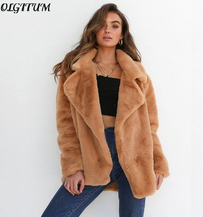 2019 Brand New Typical Velvet Fur Coat Suit Collar Fashion Imitation Rabbit Fur Short Ladies Coat Soft Warm Loose Female Jacket