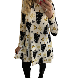 Print Long Sleeve Autumn Winter Christmas Dress Women 2019 Casual Loose Short Party Dress Plus Size S-5XL Vestidos